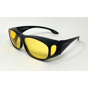SOLAR SHIELDS Night Drivers Fit Overs Blue Light Yellow Lens Black, Medium